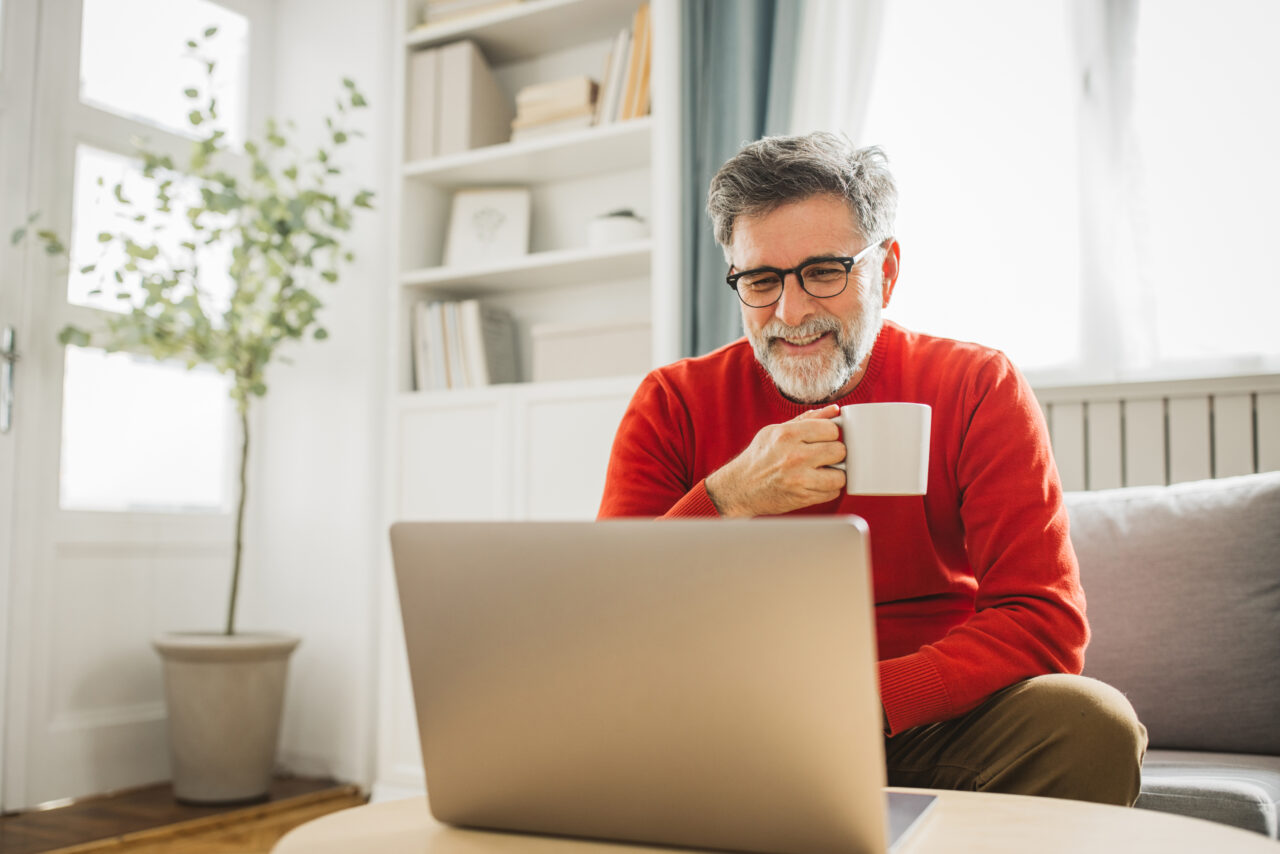 Mature man working from home